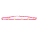 Ashley Gold Stainless Steel Gold Plated Enamel Pink Vibe Beaded Stretch Beaded Bracelet