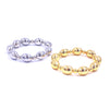 Ashley Gold Stainless Steel Oval And Round Beaded Stretch Bracelet