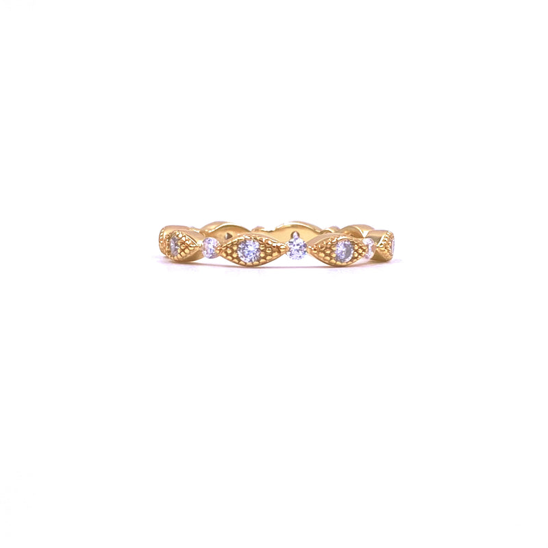 Ashley Gold Sterling Silver Gold Plated Alternating Oval CZ Band Ring
