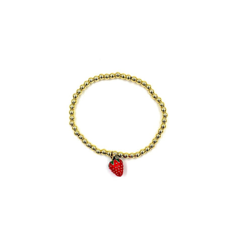 Ashley Gold Stainless Steel Gold Plated Fruit Stretch Beaded Bracelet