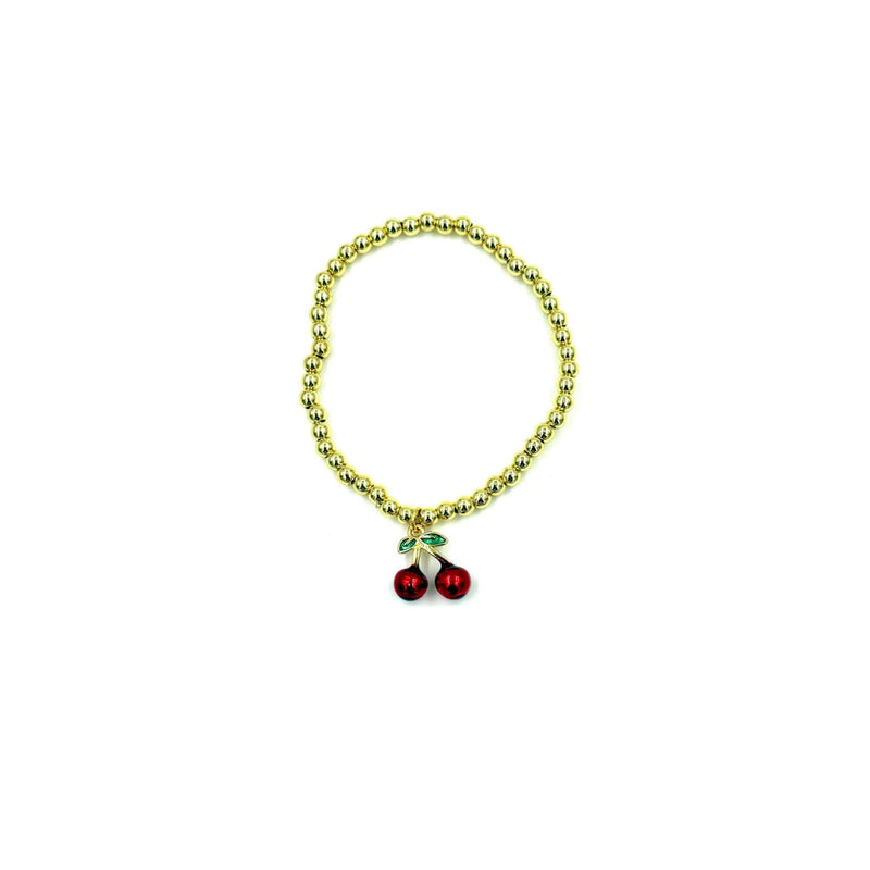 Ashley Gold Stainless Steel Gold Plated Fruit Stretch Beaded Bracelet