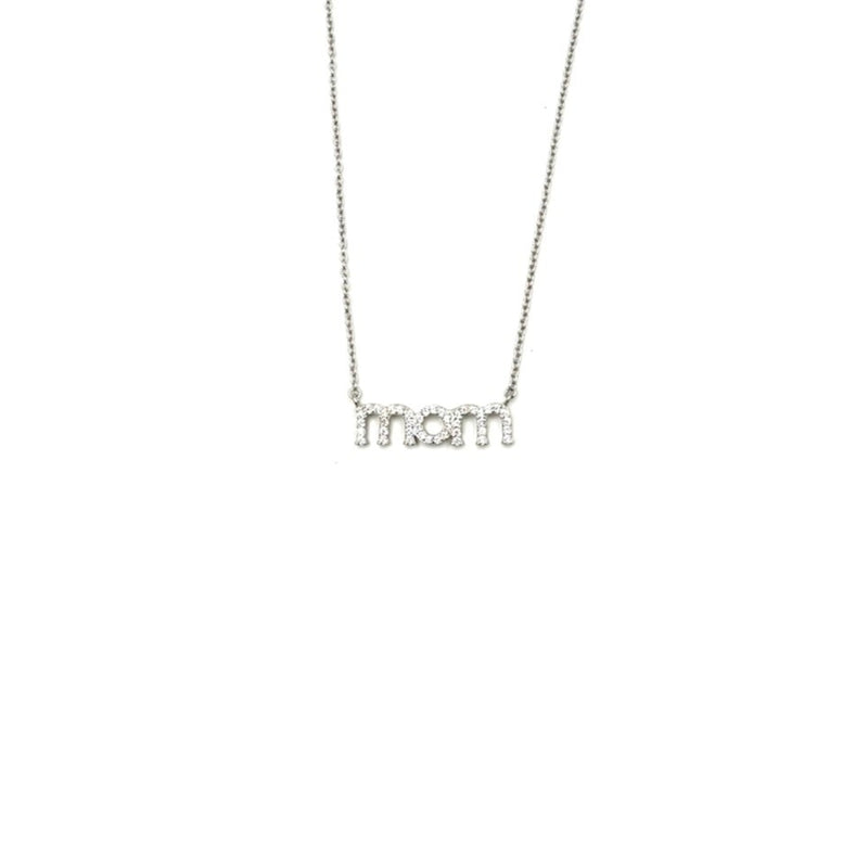 Ashley Gold Sterling Silver CZ "MOM" Pendant Necklace