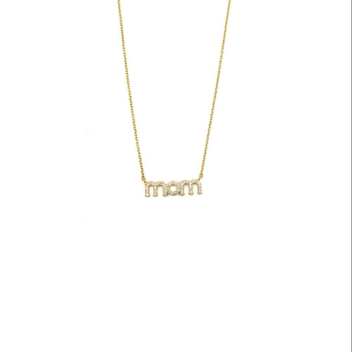 Ashley Gold Sterling Silver CZ "MOM" Pendant Necklace