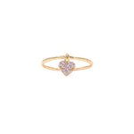 Ashley Gold Sterling Silver Gold Plated CZ Heart Charm Band Ring