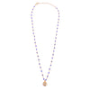 Ashley Gold Stainless Steel Gold Plated Blue Beaded Chain And CZ Evil Eye Pendant Necklace