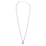 Ashley Gold Stainless Steel Gold Plated Blue Beaded Chain And CZ Evil Eye Pendant Necklace