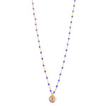 Ashley Gold Stainless Steel Gold Plated Blue Beaded Chain And CZ Evil Eye Pendant Necklace