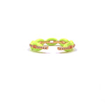 Ashley Gold Stainless Steel Gold Plated Neon Yellow Enamel CZ Band Ring
