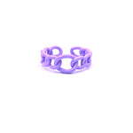 Ashley Gold Stainless Steel Purple Enamel Cuban Chain Design Band Ring