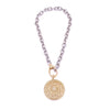 Ashley Gold Stainless Steel and Gold Plated Round CZ Pendant Necklace