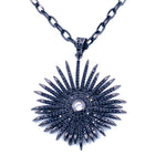 Ashley Gold Gunmetal Starburst CZ Pendant Necklace