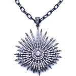 Ashley Gold Stainless Steel Oxidized Long CZ Pendant Necklace