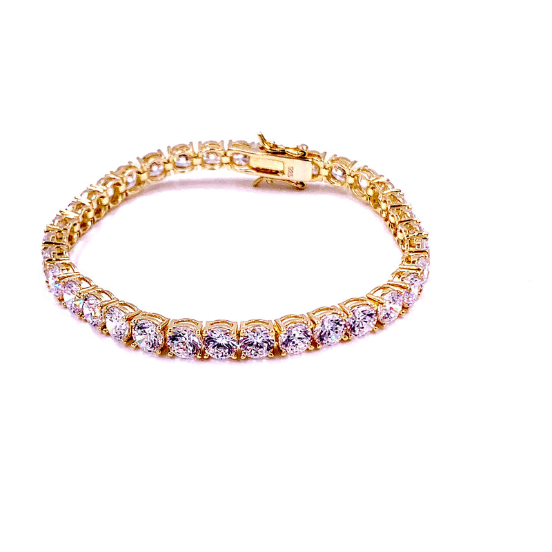 Ashley Gold Sterling Silver Gold Plated 3.00CTW CZ Tennis Bracelet