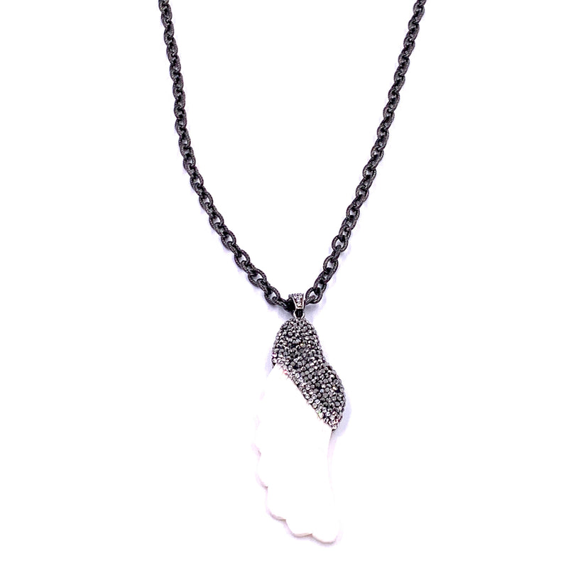 Ashley Gold Stainless Steel Oxidized CZ Wing Necklace