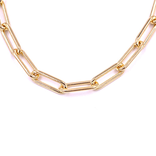 Ashley Gold Stainless Steel Gold Plated Large Rectangle Necklace