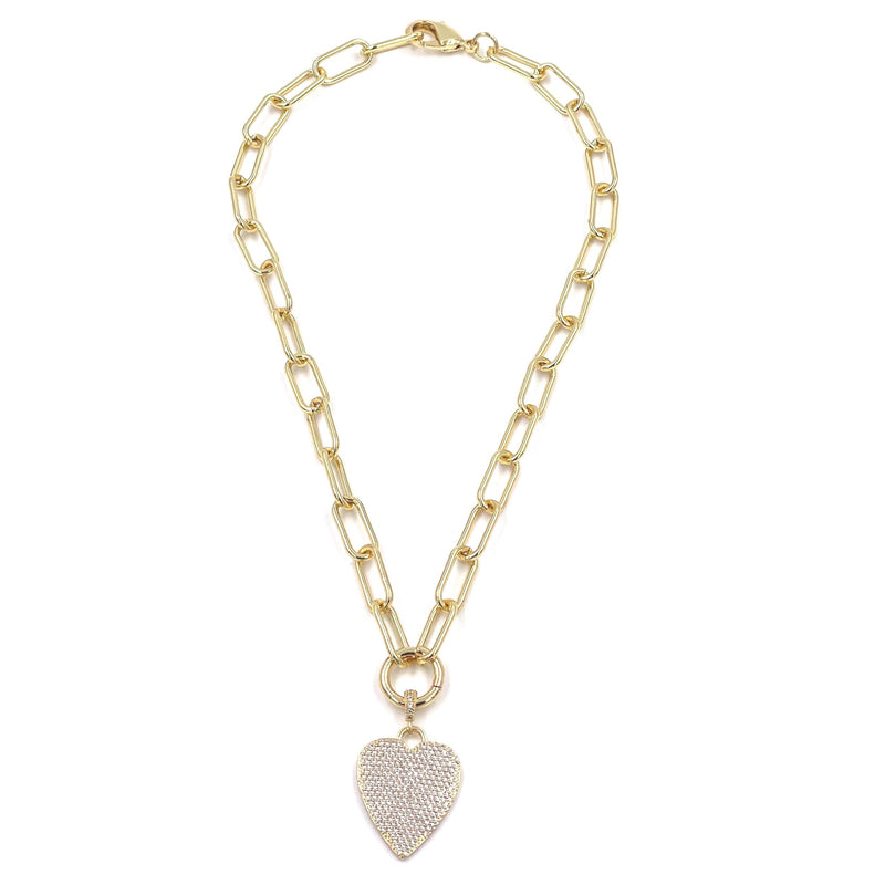 Ashley Gold Stainless Steel Gold Plated Detachable CZ Heart Pendant Necklace