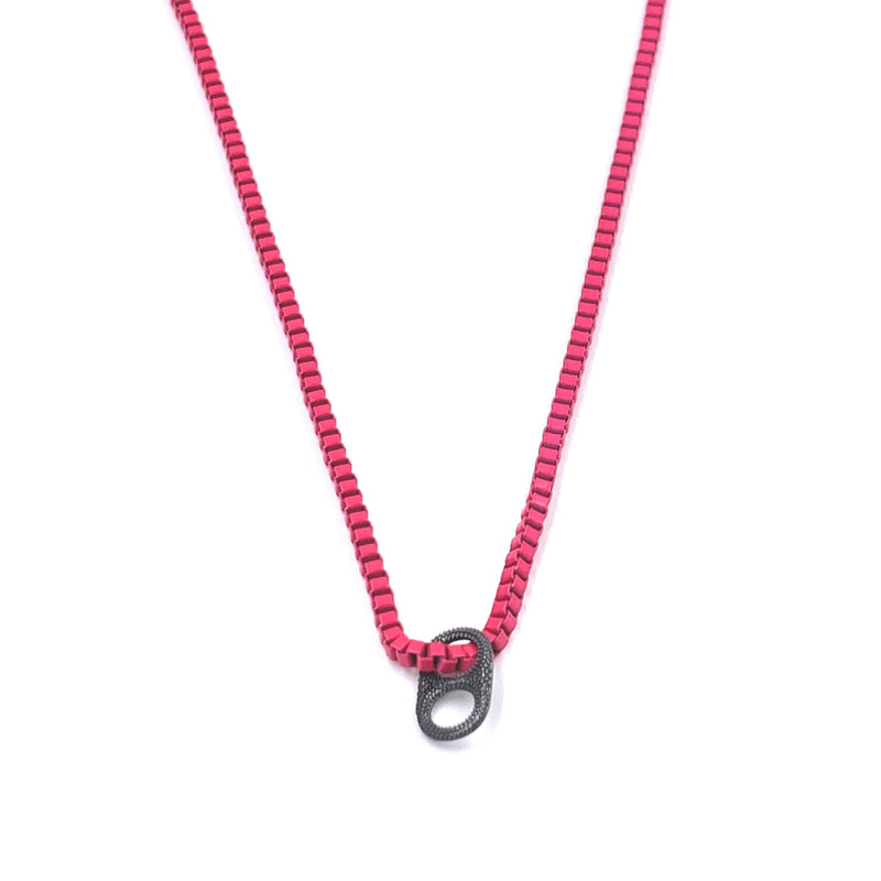 Ashley Gold Stainless Steel Hot Pink Enamel Cap Necklace