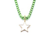 Ashley Gold Stainless Steel Green Enamel And White Star Necklace