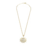 Ashley Gold CZ Starburst Sterling Silver Gold Plated Pendant With Stainless Steel Gold Plated Rectangle Chain