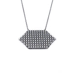 Ashley Gold Sterling Silver Oxidized Hexagon Assorted CZ Necklace