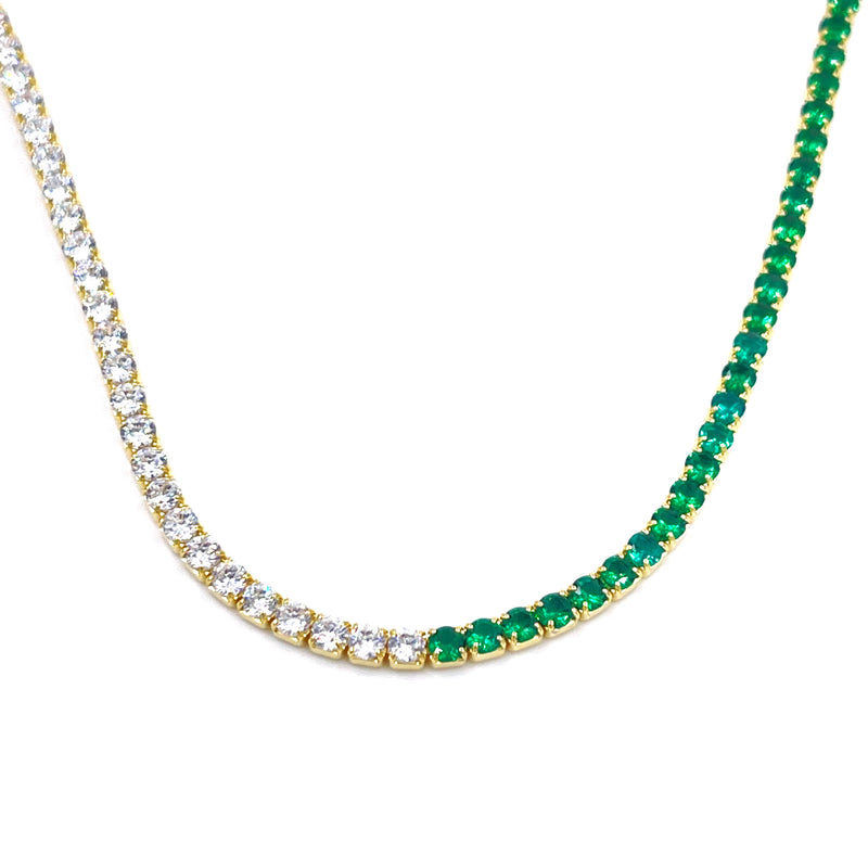Ashley Gold Sterling Silver Gold Plated Half And Half Colored CZ Eternity Necklace