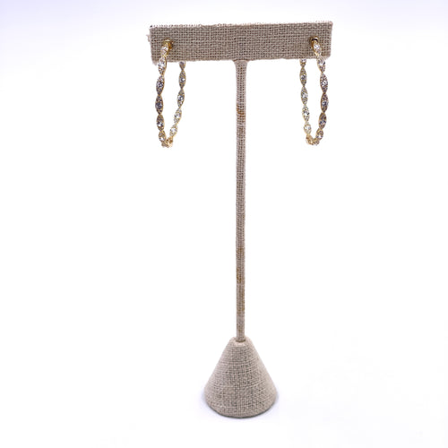 Ashley Gold Sterling Silver Gold Plated Woven Lace Design CZ Hoop Earrings