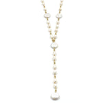 Ashley Gold Stainless Steel Gold Plated Assorted Pearl Lariat Necklace