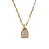 Ashley Gold Stainless Steel Gold Plated CZ Detachable Lock Charm Necklace