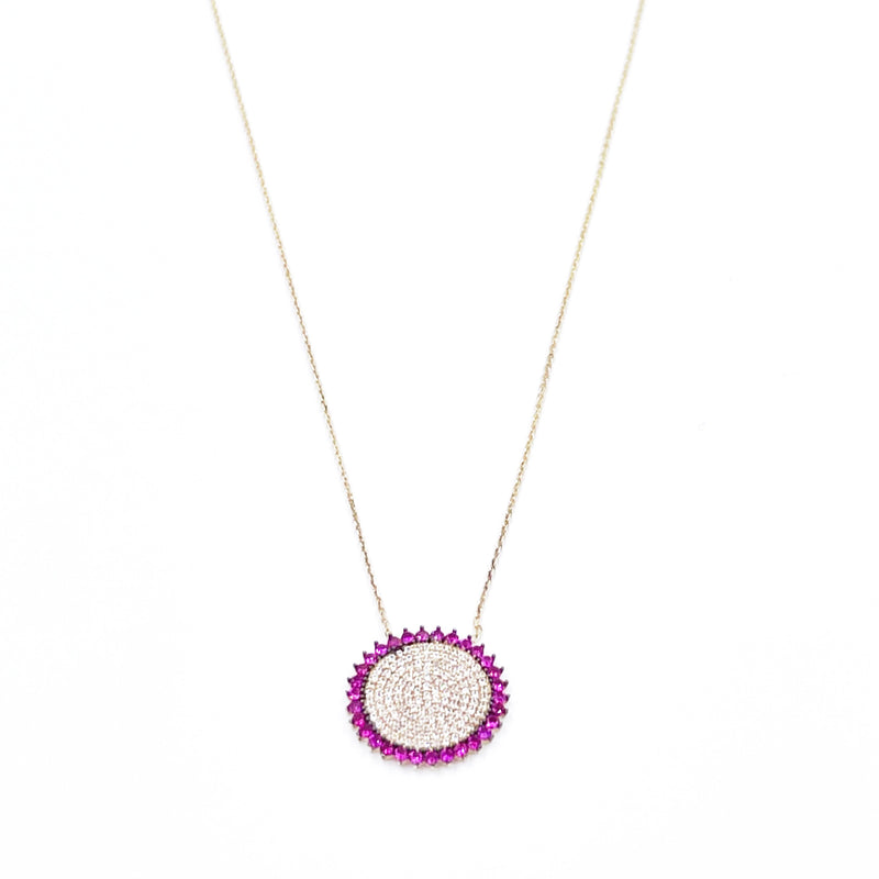 Ashley Gold Sterling Silver Colored Starburst CZ Necklace