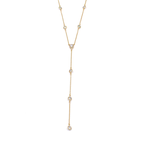 Ashley Gold Sterling Silver Pear And Round CZ Lariat Necklace