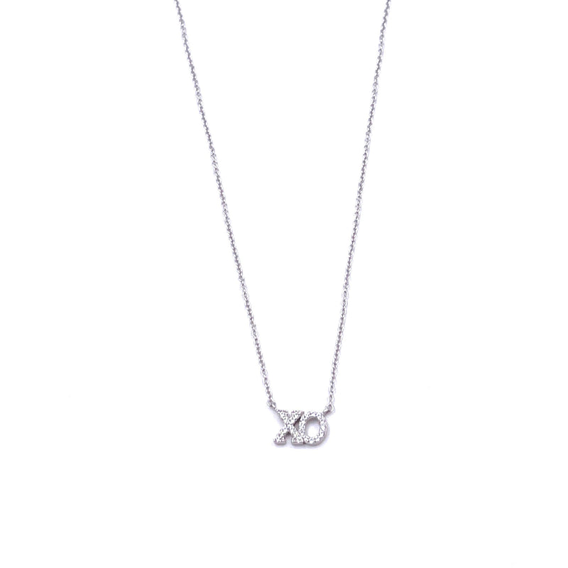 XO Diamond Necklace in Sterling Silver 925