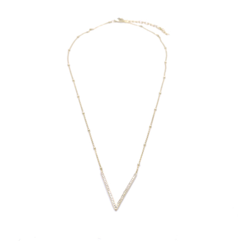 Ashley Gold Sterling Silver Gold Plated CZ Angle Design Necklace