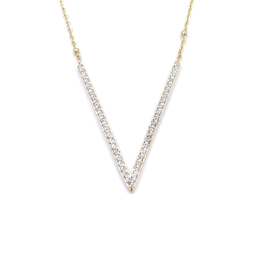 Ashley Gold Sterling Silver Gold Plated CZ Angle Design Necklace