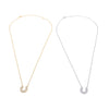 Ashley Gold Sterling Silver Baguette CZ Lucky Horseshoe Necklace