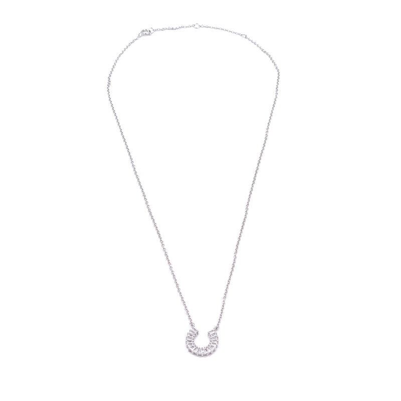 Ashley Gold Sterling Silver Baguette CZ Lucky Horseshoe Necklace