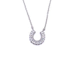 Ashley Gold Sterling Silver Baguette CZ Lucky Horseshoe Necklace