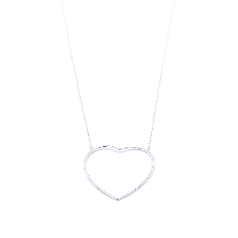 Ashley Gold Sterling Silver Open Large Heart Necklace
