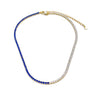 Ashley Gold Sterling Silver Gold Plated Half And Half Colored Blue CZ's Tennis Necklace