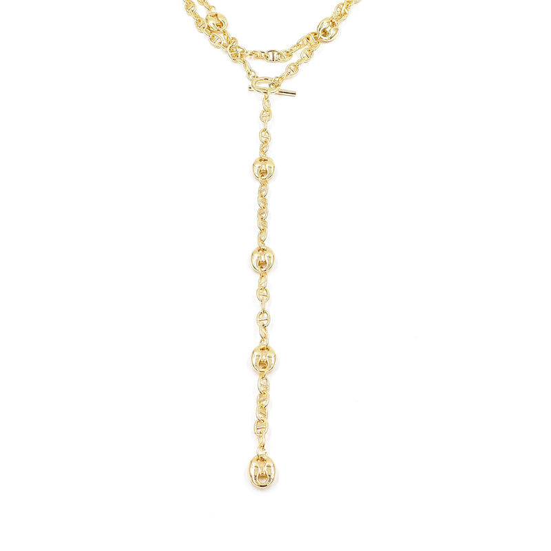 Ashley Gold Stainless Steel Gold Plated Open End Lariat Necklace
