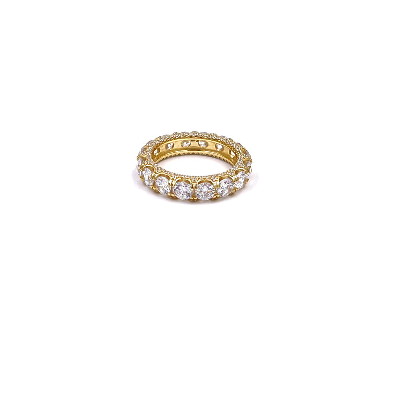 Ashley Gold Sterling Silver Gold Plated Prong Set And Bead Set Eternity Band Ring