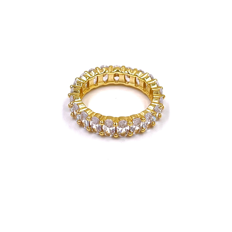 Ashley Gold Sterling Silver Gold Plated Oval CZ Eternity Ring