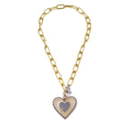 Ashley Gold Stainless Steel Gold Plated Double Halo Detachable Heart Pendant Necklace
