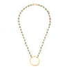 Ashley Gold Pyrite And Pearl Gold Plated Sterling Silver Necklace With Circle Pendant