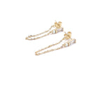 Ashley Gold Sterling Silver Gold Plated Baguette CZ's And Opal Chain Drop Earrings