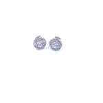 Ashley Gold Sterling Silver CZ Halo Stud Earrings
