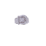 Ashley Gold Sterling Silver CZ Buckle Ring