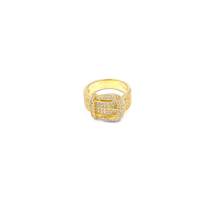 Ashley Gold Sterling Silver CZ Buckle Ring