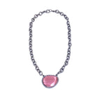 Ashley Gold Stainless Steel Pink Cats Eye Necklace