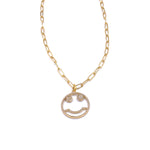 Ashley Gold Stainless Steel Gold Plated Happy Pendant Necklace