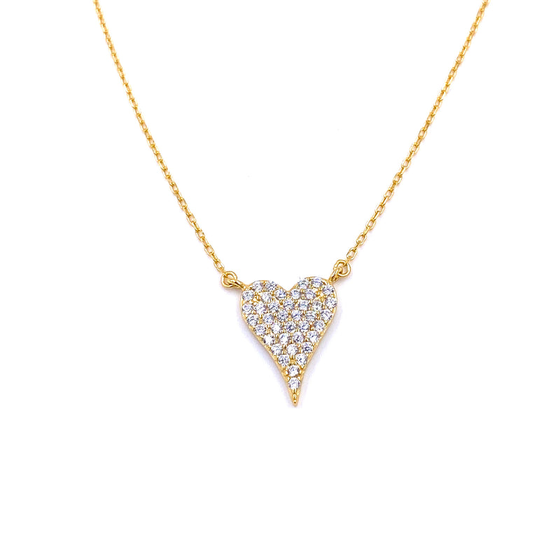 Ashley Gold Sterling Silver Gold Plated CZ Mini Heart Necklace